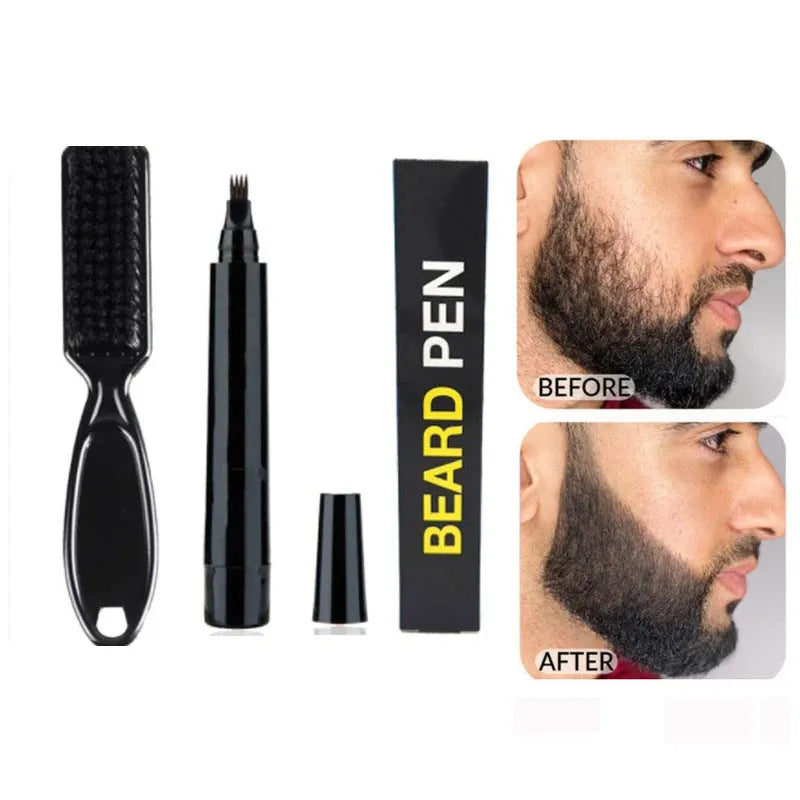 Four-pronged Beard Pen Beard Filling Pen Beard Pencil And Beard Brush Combination - Bellarte Enchanté Four-pronged Beard Pen Beard Filling Pen Beard Pencil And Beard Brush Combination